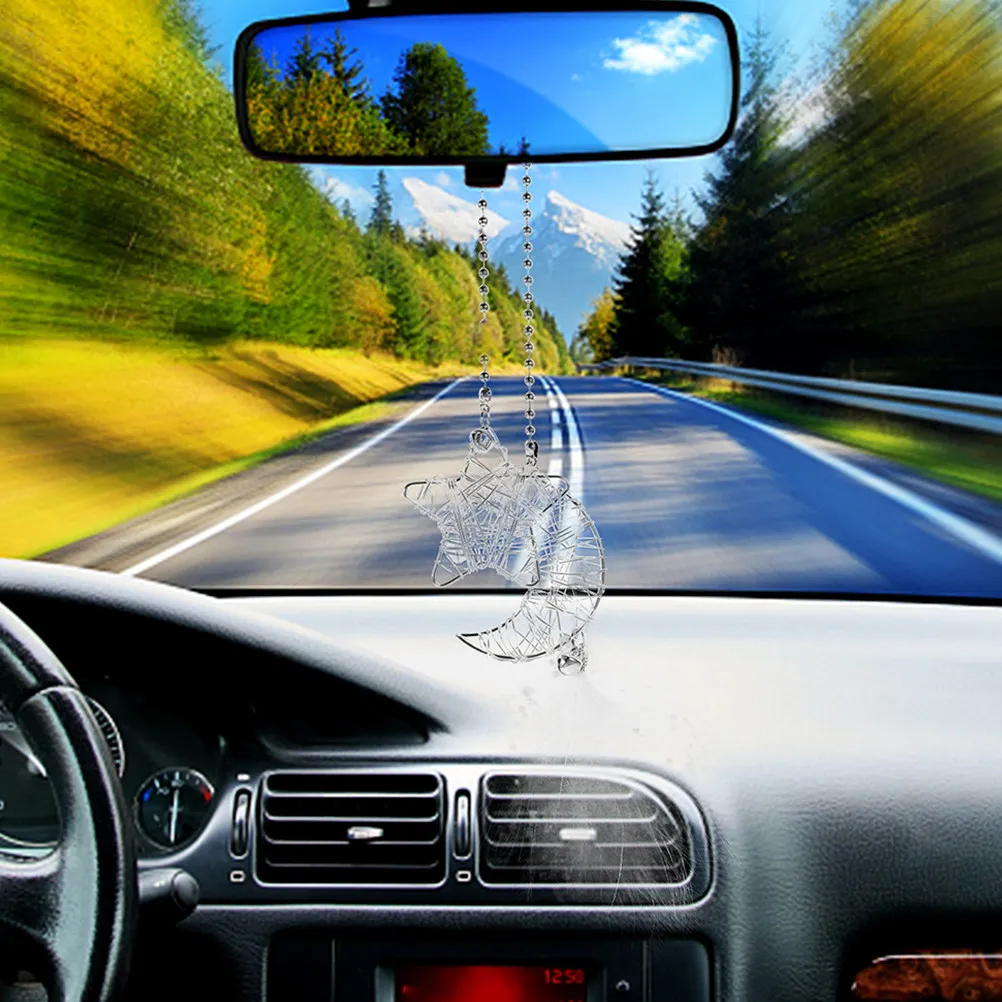 2Pcs Dream Catcher Ornament Stars Moons Metal Car Charm Rear View Mirror Accessories Stylish Dream Catcher for Car