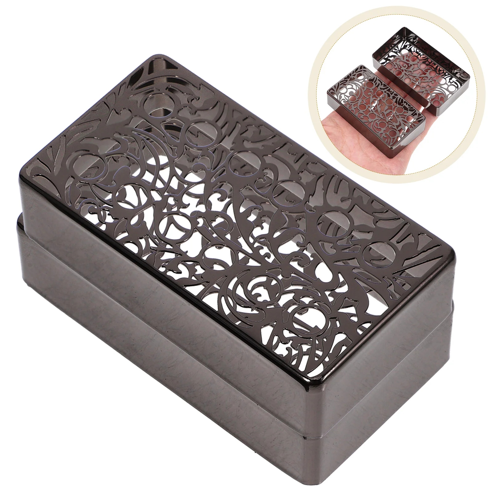 

2 Pcs Black Guitar Pickup Covers Patterned Metal Frames Electric Acoustic Replacement Parts Accessories Easy Install