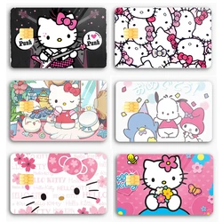 Hello Kitty's naklejka na kartę debitową Diy Sanrios Anime Melody wodoodporna naklejka do pokera taśma filmowa skóra na mały chip