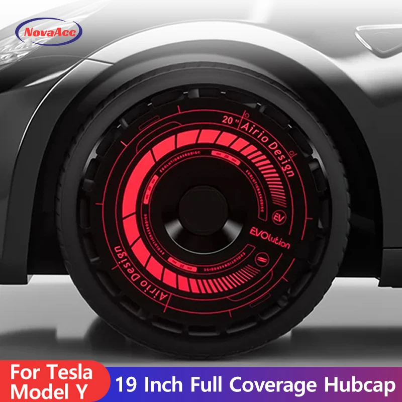 

NovaAcc 4PCS Full Coverage Personalized Custom Wheel Hub Covers Wheel Covers for Tesla Model Y 2017-2024 19-Inch Tire Hubcaps