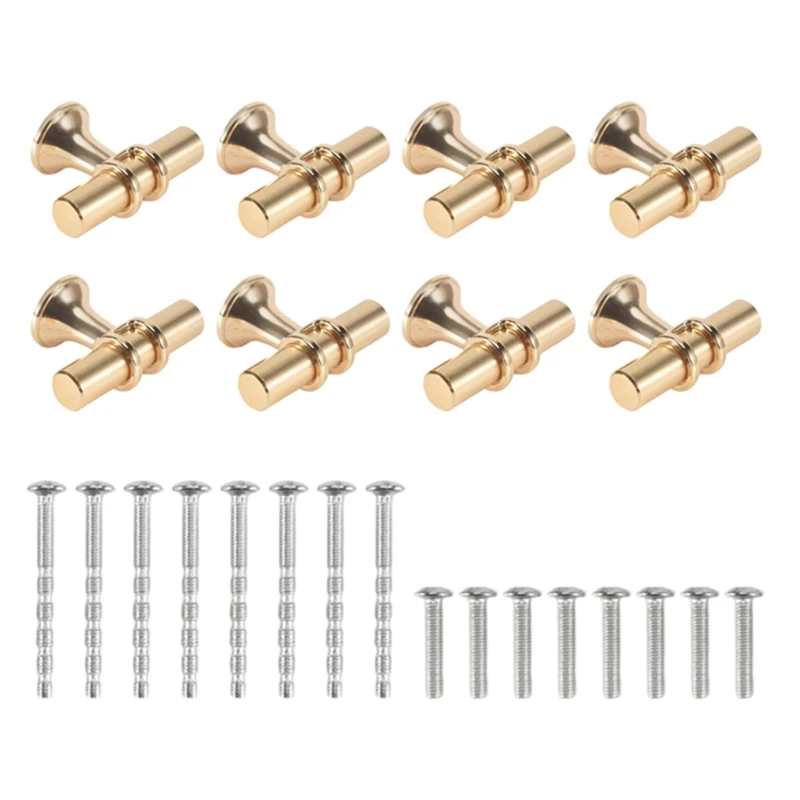 

ABRT-8 Packs Champagne Gold Cabinet Knobs Drawer Knobs Euro T Bar Cabinet Handles Modern Knobs For Cabinets And Drawers