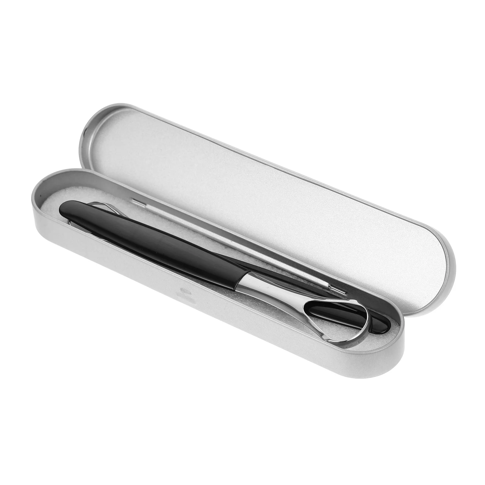 

1Set Tongue Scraper Stainless Steel Tongue Cleaner Portable Professional Oral Care Tool Box for Bad Breath Removal