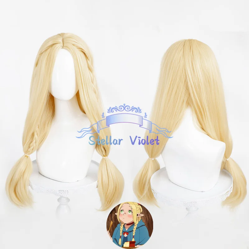 

Anime Delicious in Dungeon Marcille Donato Cosplay Wig Gold 80cm Ponytail Heat Resistant Synthetic Hair Anime Wigs + Wig Cap