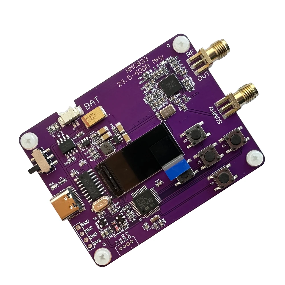 HMC833 6Ghz RF Signal Source Transmitter 0.96inch OLED Screen Display Type-C Generator Module Charging Module