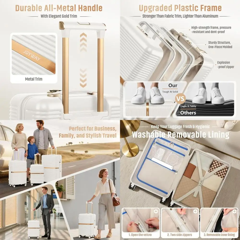 

Легкий чемодан-спиннер с замком TSA, прочный корпус из АБС-пластика для деловых поездок (белый)