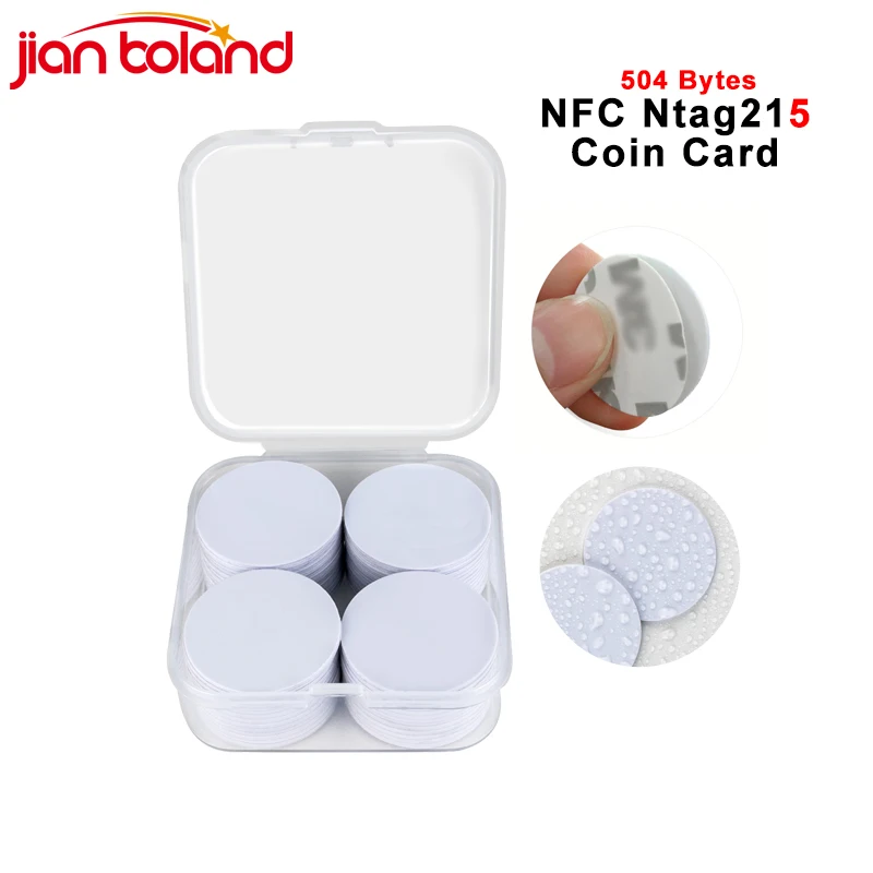 

20/50pcs NFC Ntag215 Coin Tag 13.56MHz Ultralight Universal Label 25mm Diameter With Adhesive Backing Transparent Storage Box