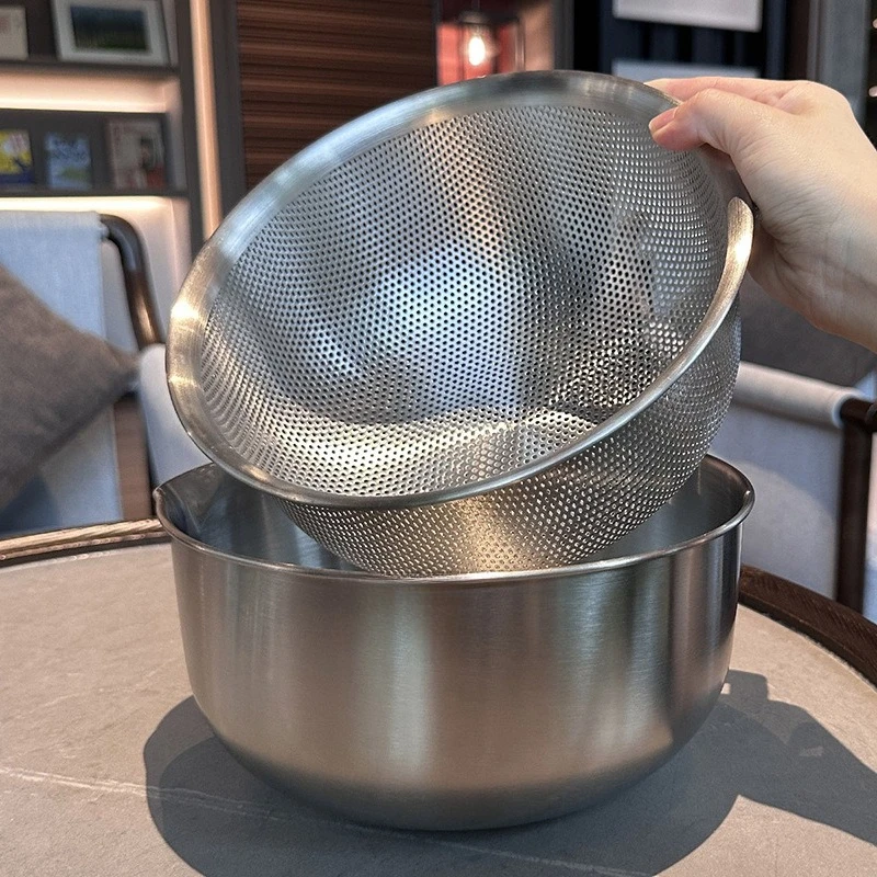 Rice Basket 316 Stainless Steel Drain Vegetable Basin Kitchen Fruit Basket Leak Basin