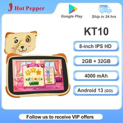 Детский планшет KT10 8 дюймов IPS Full HD 2 Гб ОЗУ + 32 Гб ПЗУ с поддержкой Wi-Fi Google Play Store Android 13 планшет для детей