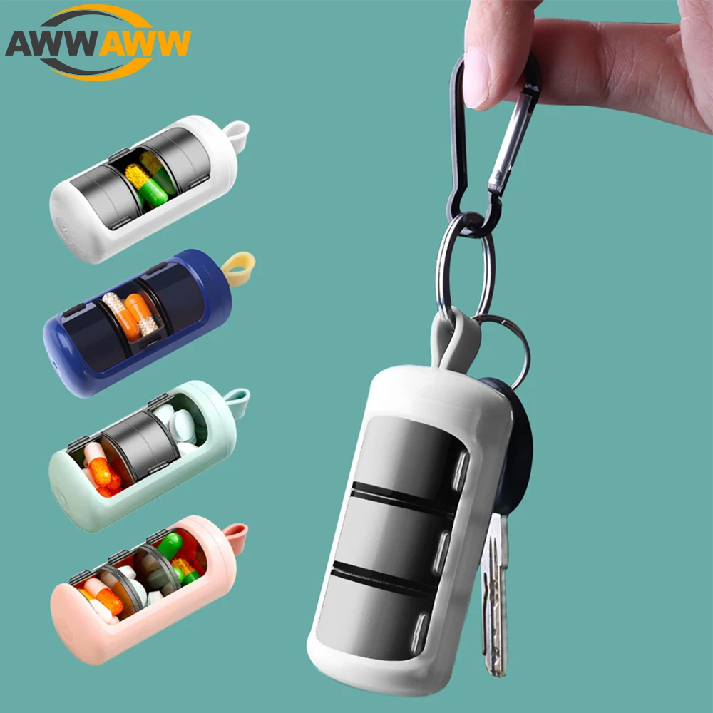 

1/2PCS Pill Organizer 3 Compartments Portable Pill Case Travel Moisture Proof Pill Box for Vitamins Supplements Medication