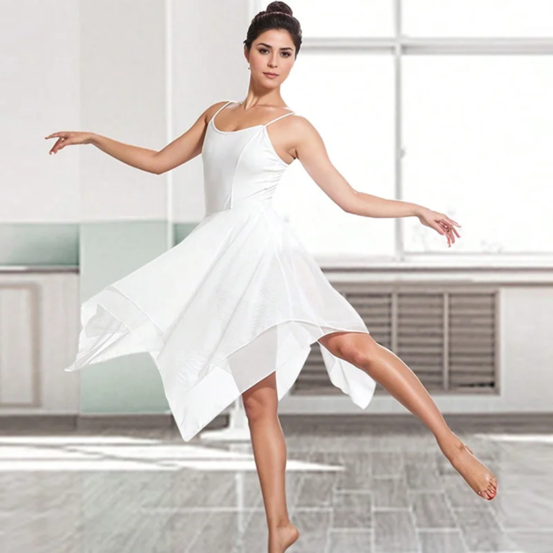 فستان قصير نسائي غنائي حديث رداء رقص الباليه لتنانير حفلات الرقص للبالغين مع أشرطة قابلة للتعديل وبطانة سفلية