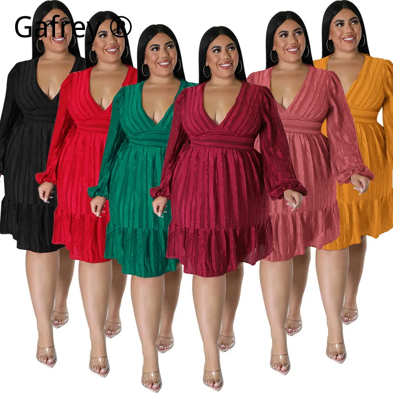 

Plus Size Women Jacquard Striped Long Sleeve Dress Casual Loose Midi Dresses Fashion Streetwear Soft Comfortable Outfits