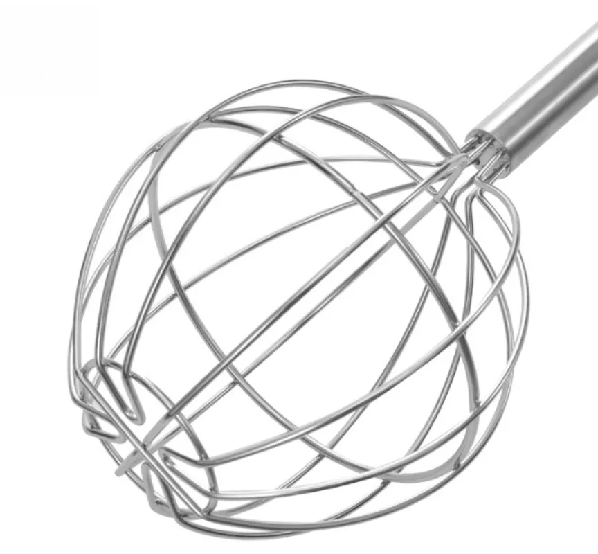Large Stainless Steel Manual Whisk, Long Handle Mixer for Commercial Bakery Pastry Stirring
