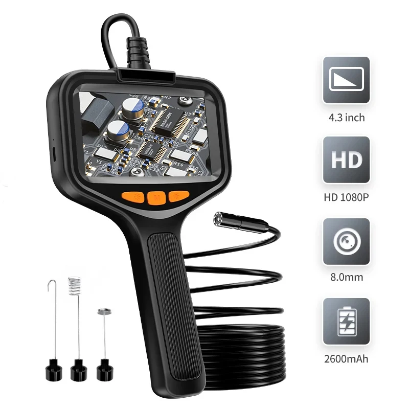 シングル＆デュアル工業用内視鏡カメラ-43インチlcdデジタルハンドヘルドボアスコープ-ip67防水-hd1080p-8mmパイプ下水道カメラ