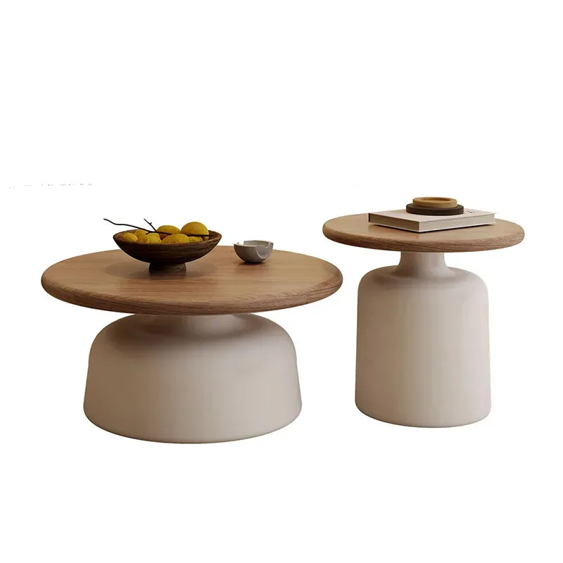 Low White Round Coffee Tables Modern Design Wood Floor Minimalist Nordic Coffee Table Living Room Mesita Auxiliar Furniture image 6