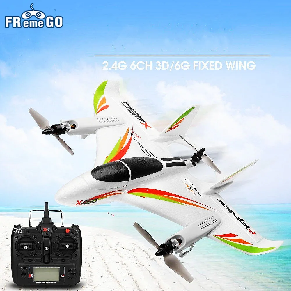 XK X450 2.4G 6CH 3D/6G RC Plane Vertical Take-off RC Aircraft With LED Light Fixed Wing Airplane RTF RC Toy for Boys Gifts