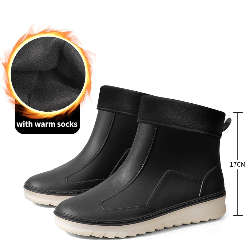 New Women Fashion Ankle Rain Boots Waterproof PVC Rainboots Non-slip Wellies Shoes Garden Work Boots