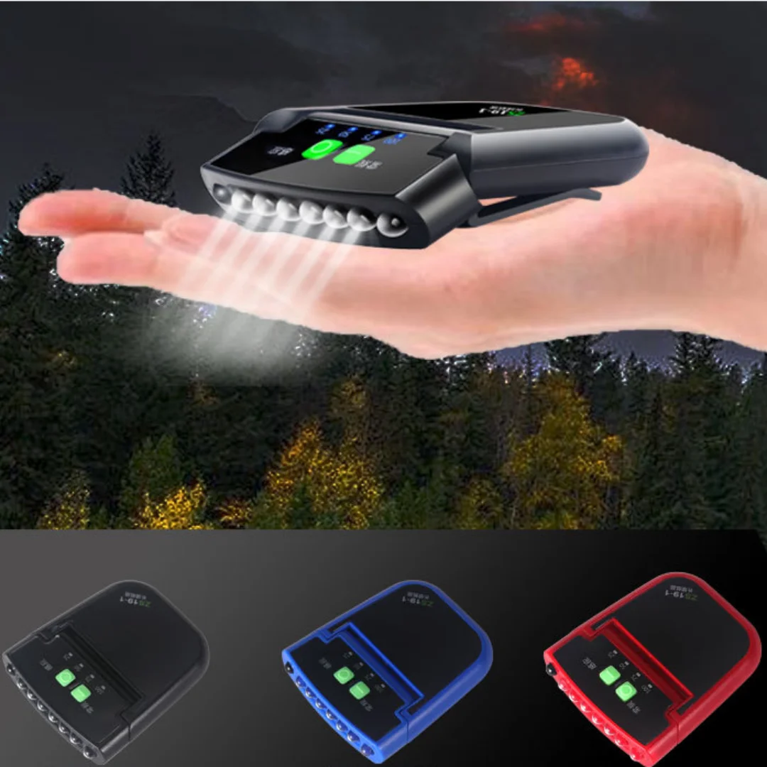 

Super Bright Torch Fishing Camping Flashlight Lamp Hat Clip Night Lights Mini LED Sensor Headlamp USB Rechargeable Head Light