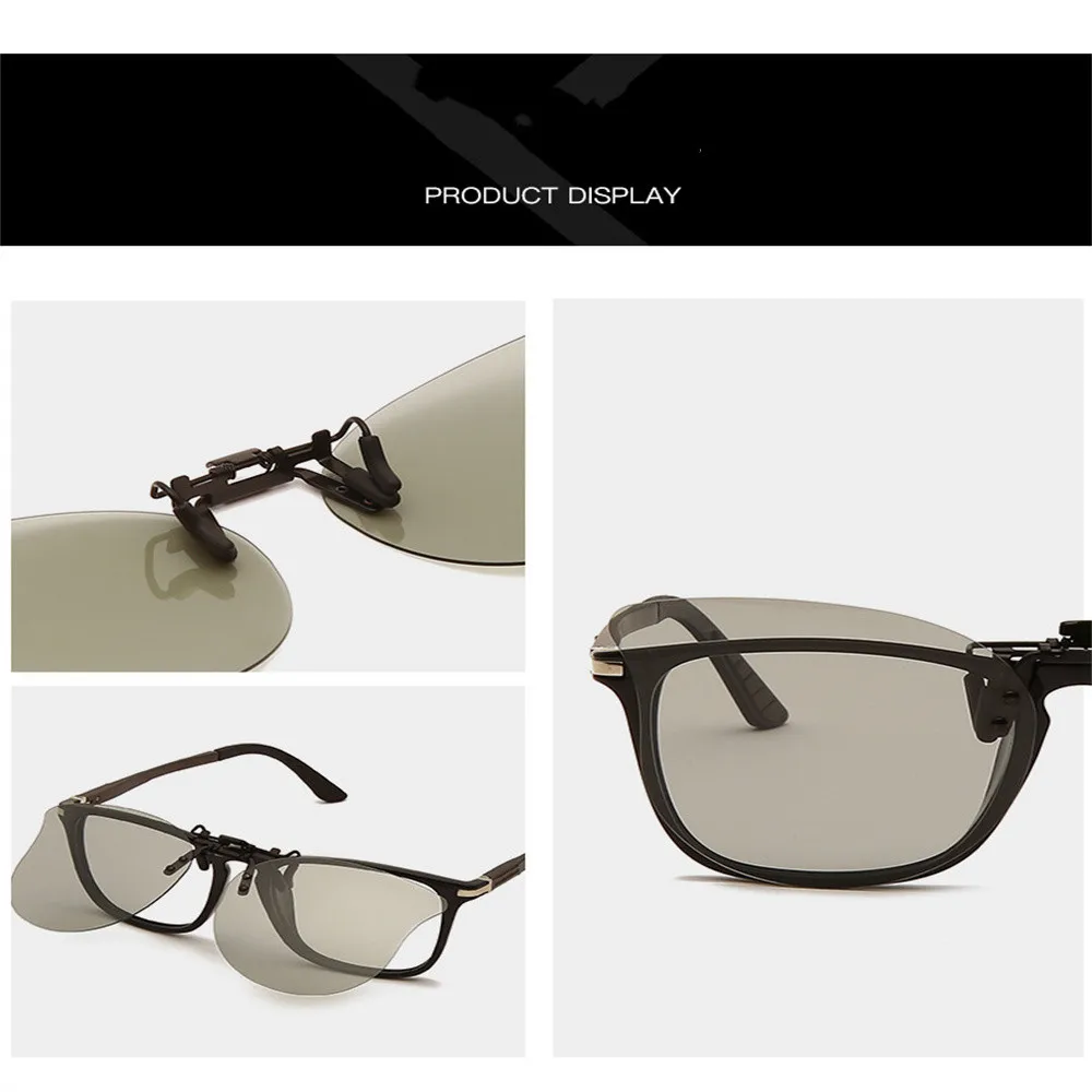 Polarized Clip On Sunglasses Flip Up Sunglasses Photochromic Driving Glasses Mirrored Sunglasses Night Vision Fishing Goggle