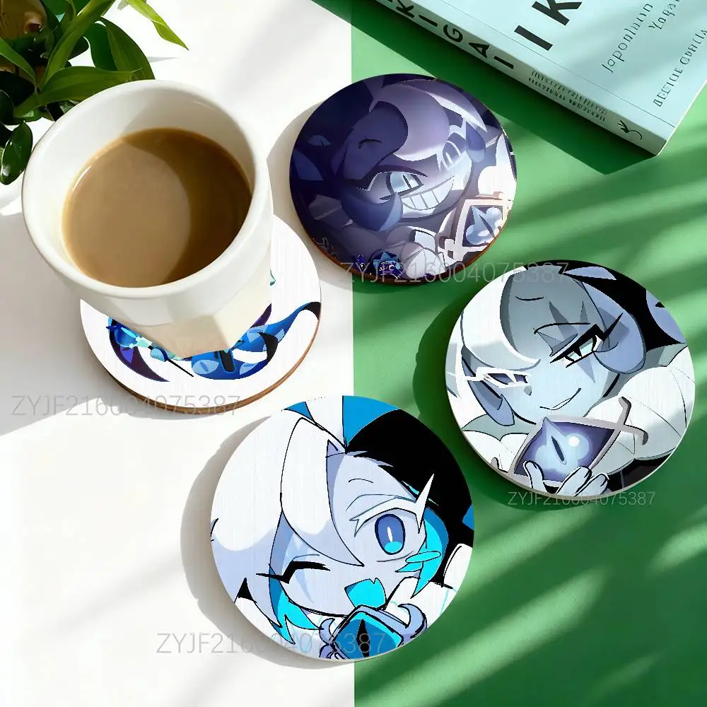 

Shadow Milk Cookie Pattern Art Coasters Round Wooden Heat Resistant Non-Slip Home Decor Gift Multifunctional