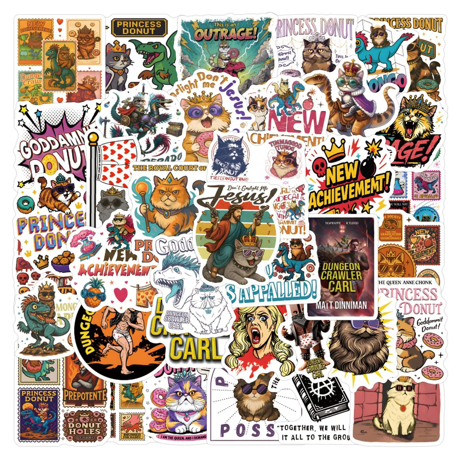 

55/110PCS Cartoon Dungeon Crawler Carl Graffiti DIY Motorcycle Luggage Skateboard Bike Classic Toy Waterproof Decal Gifts