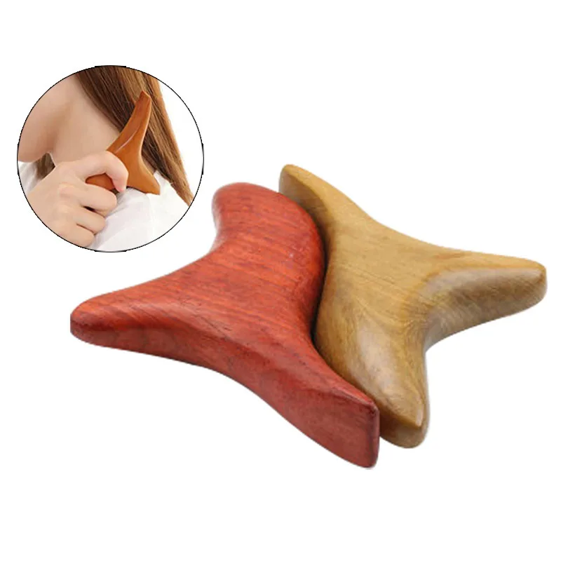 2 PcsTrident Shaped Trigger Point Guasha Board Natural Woode Gua Sha Plate Scraper Massage Tool for Acupuncture