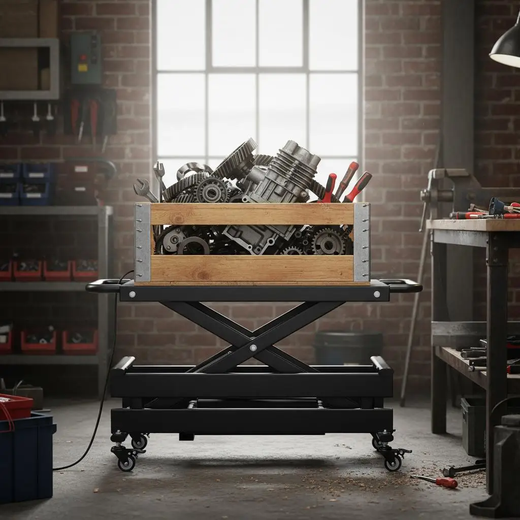 

Моторизованная подъемная платформа с гидравлическим подъемником на 330 фунтов, регулируемая по высоте от 8 до 28 дюймов, на 4 колесах, для склада W