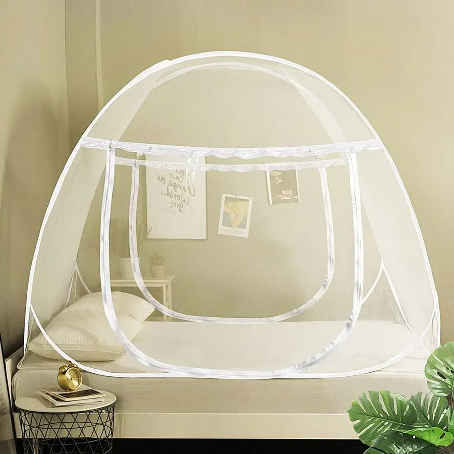

Pop Up Mosquito Net Tent for Beds, Portable Foldable Mosquito Netting Folding Design with Net Bottom,2 Entries,Suit for Twin to
