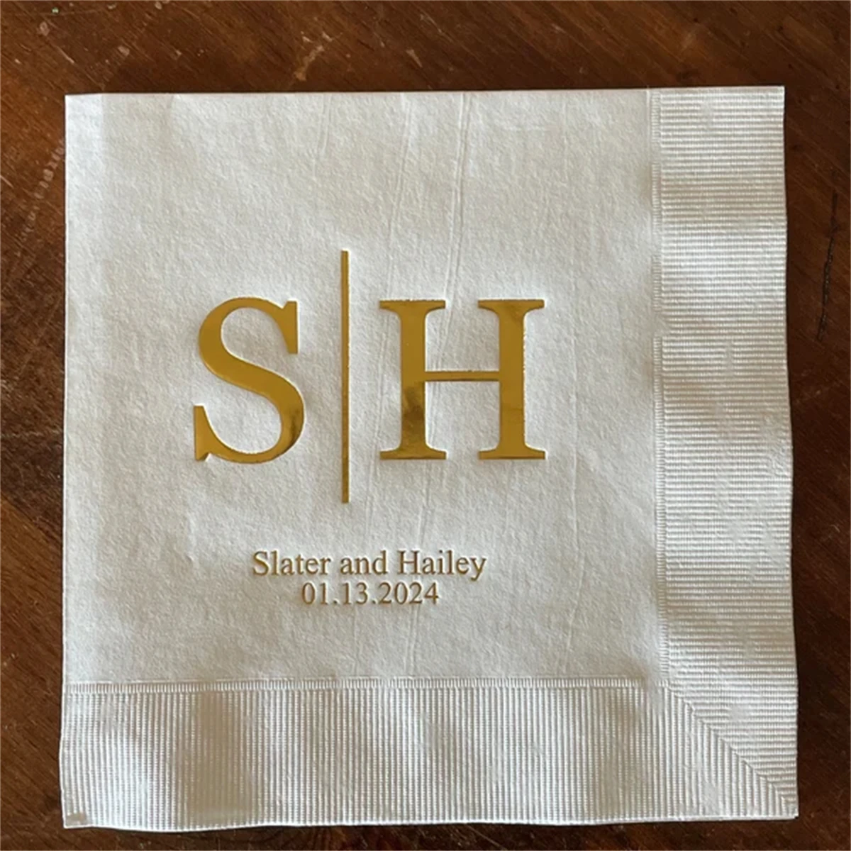 50Pcs Bold Initials Wedding Napkins - Monogram Initial Napkins, Wedding Cocktail Napkins, Personalized Wedding Napkins