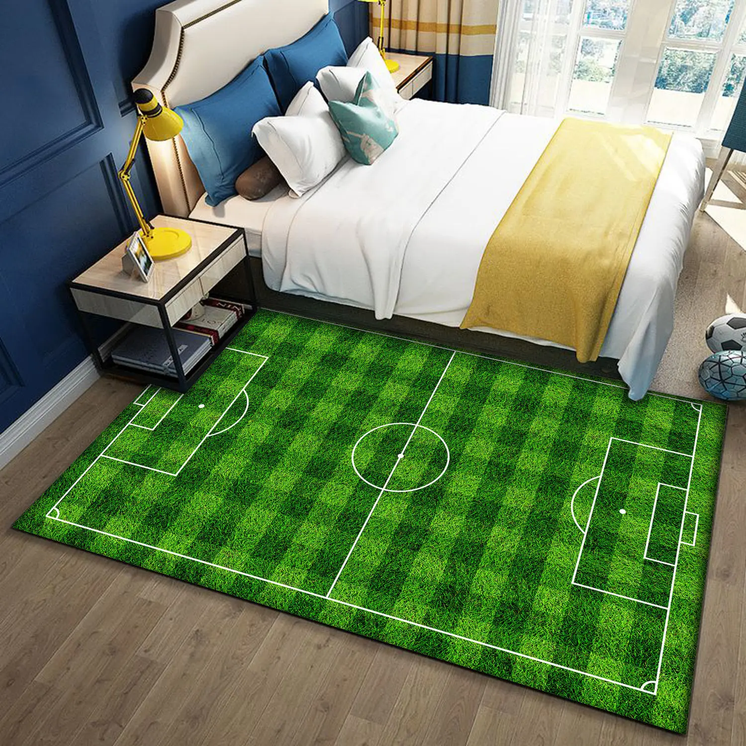 Football Field Carpet for Living Room Home Decor Children\'s Play Anti-slip Large Area Rugs Bedroom Bedside Foot Pad Bath Doormat