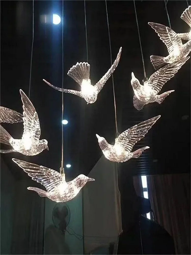 Modern Wedding Decoration Lamp LED Indoor Landscape Acrylic Flying Birds for Wedding Party Stage Atmosphere Light Decor