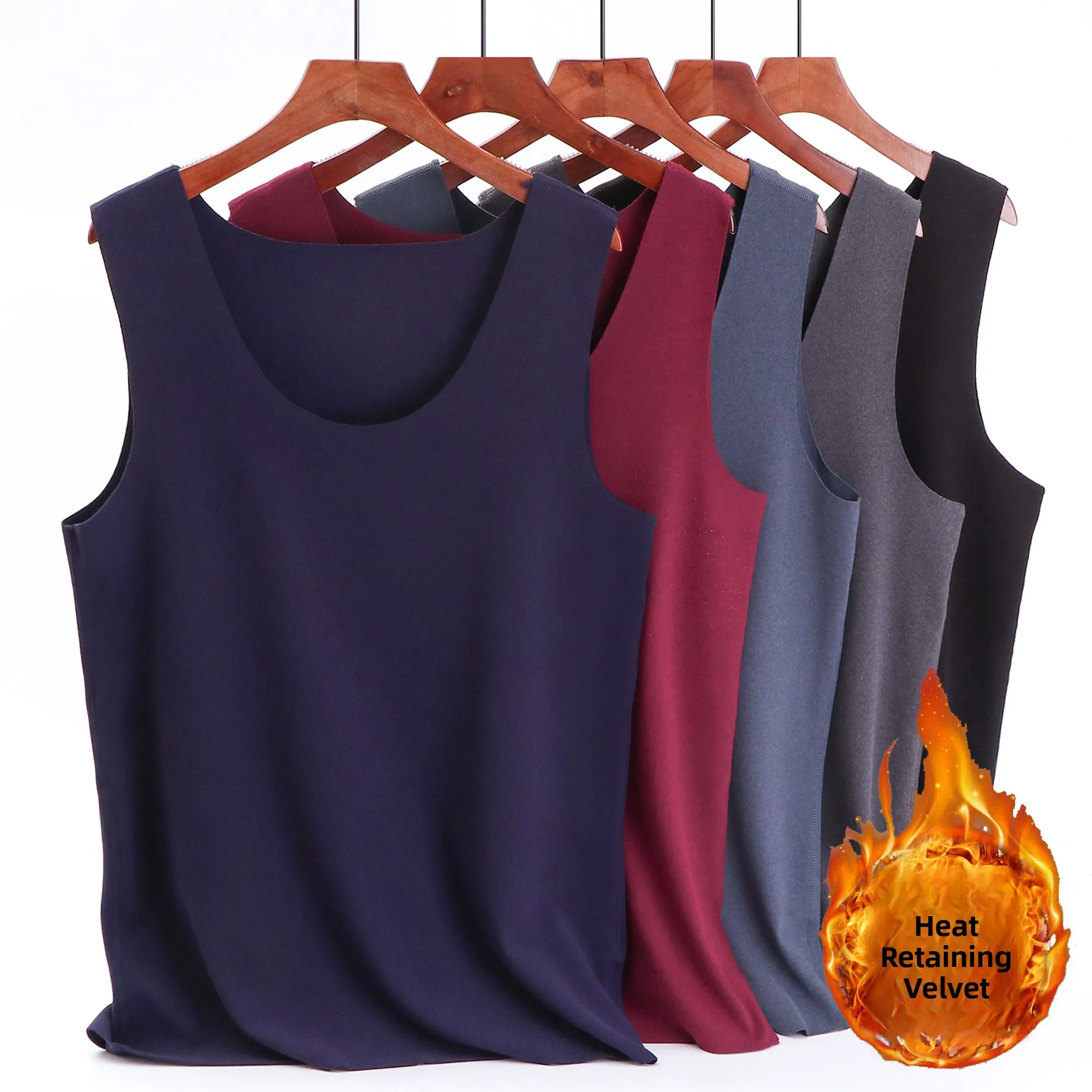 Men's Thermal Fleece Vest Thickened Winter Inner Wear  Color Slim Fit Cold Proof Filling Top July Deer Brand Home Clothes