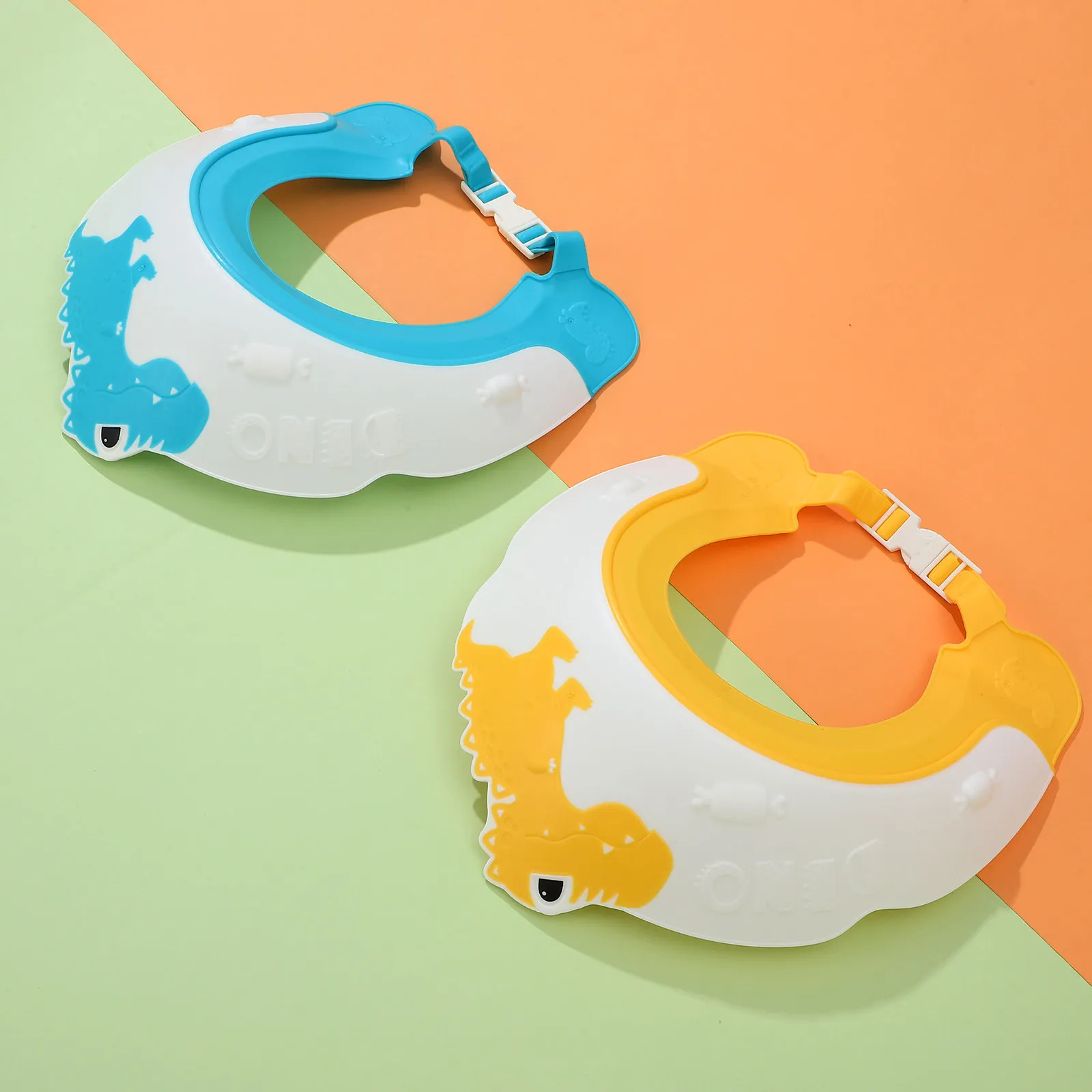 

4Pcs Baby Shower Caps Kids Shampoo Shower Hats Adjustable Dino Design Baby Hair Washing Guard Bath Hair Washing Caps