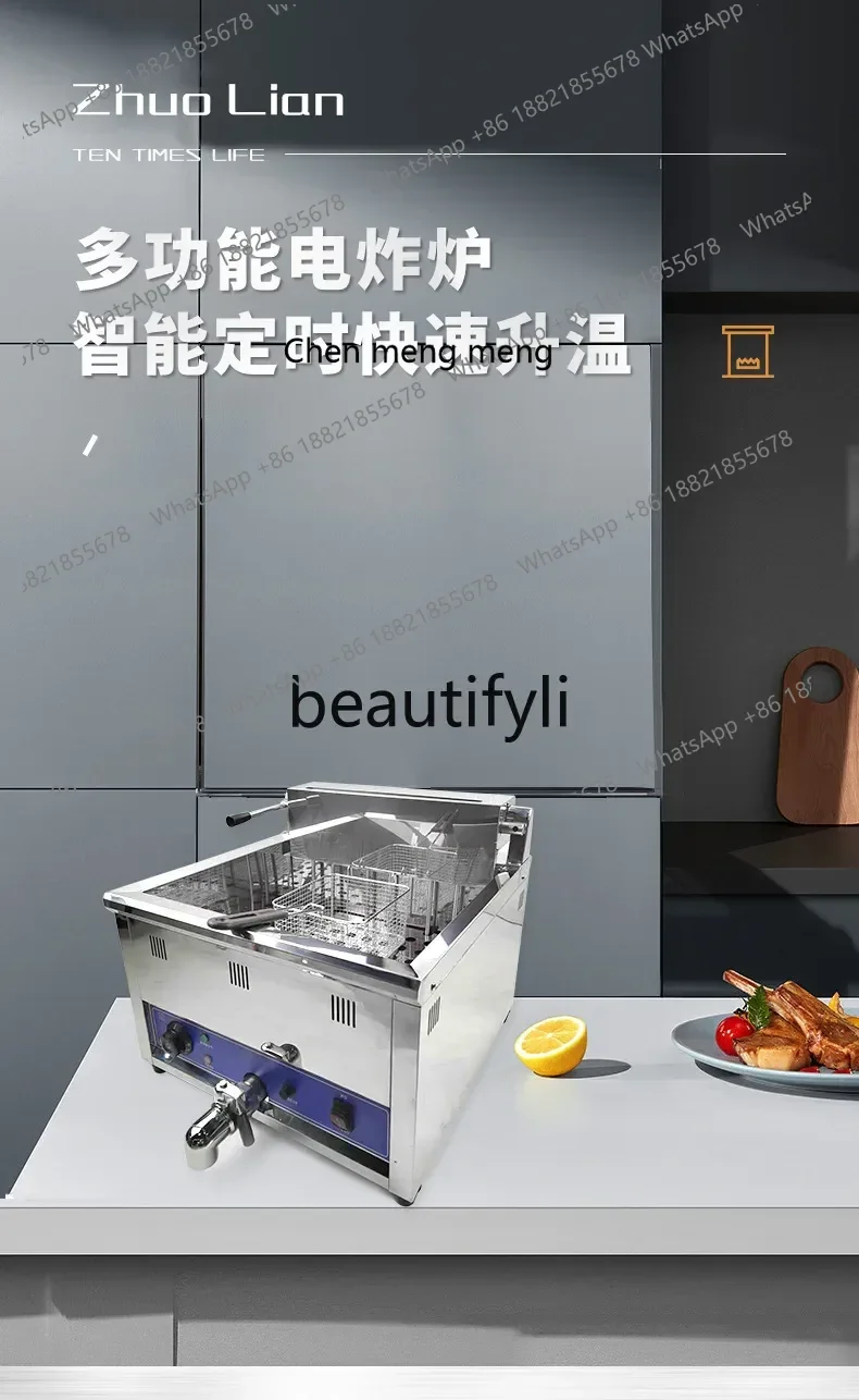 

Commercial Single-Cylinder Electric Deep Fryer Rear Flip Large Capacity Stainless Steel Chicken Fryer Desktop FryerX