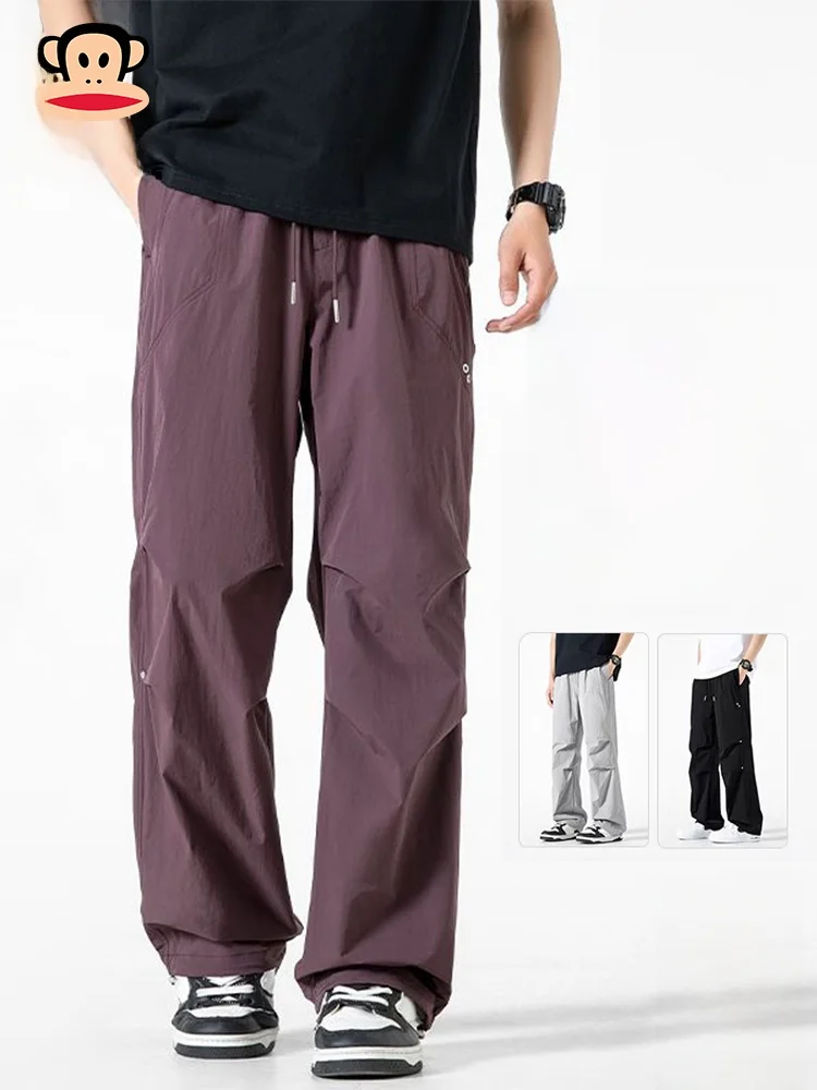 

Свободные рабочие брюки для активного отдыха, весенне-летние, прямого кроя, мужские повседневные брюки из модного полиэфирного волокна