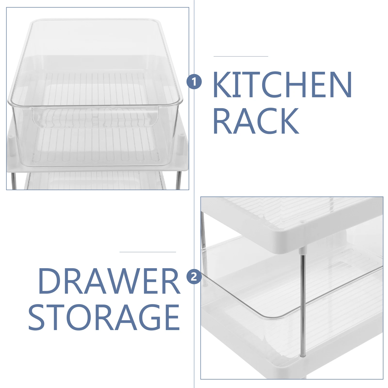 

Double Layers Storage Shelf Sturdy PET PP Stainless Steel Bathroom ganizer Countertop Kitchen Bedroom Scene