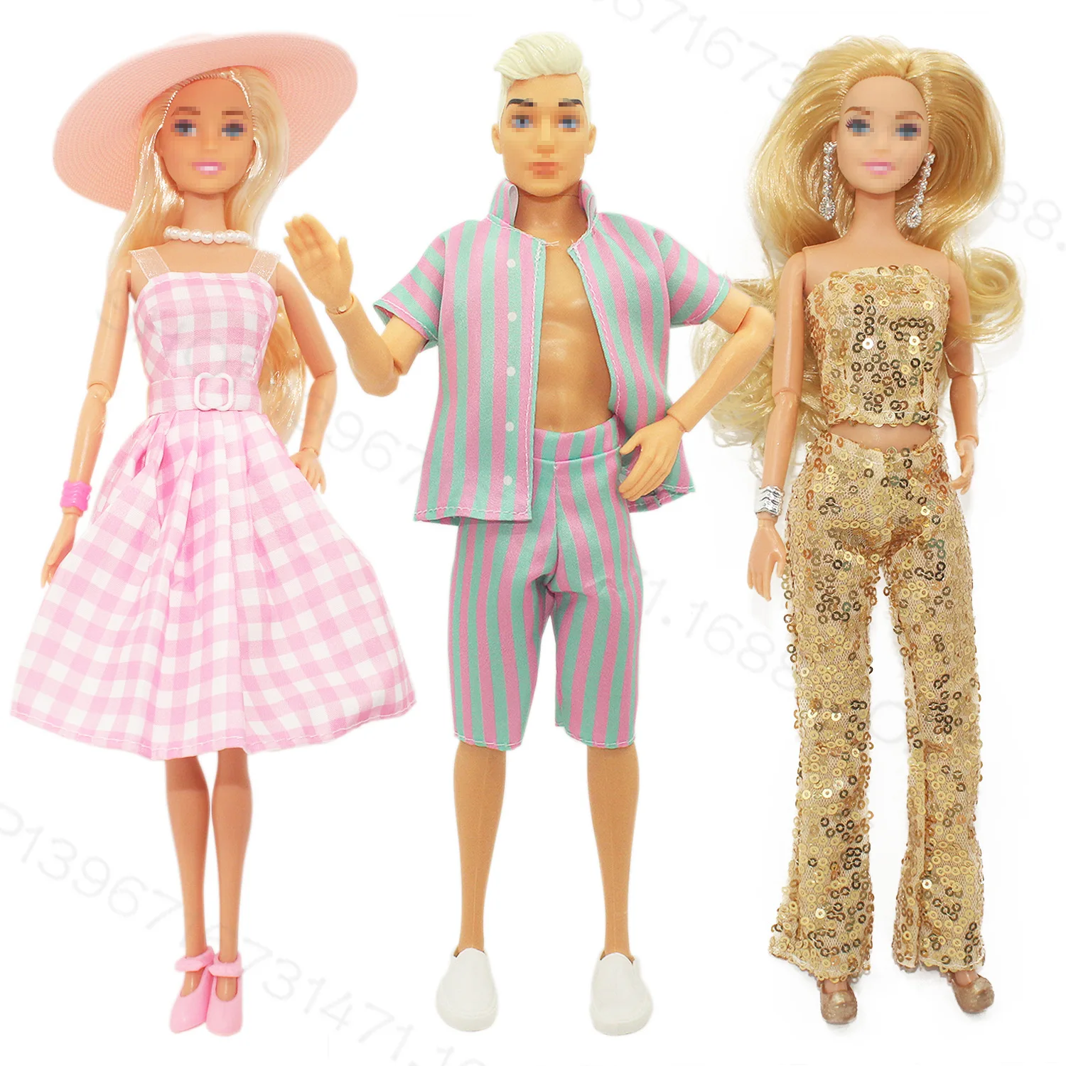 Muñeca con vestido a cuadros rosa, 11,5 pulgadas, 30 cm, Ken Barbie, la película Barbie, juguetes Perfect Day para niñas, regalos de cumpleaños y Navidad sin caja