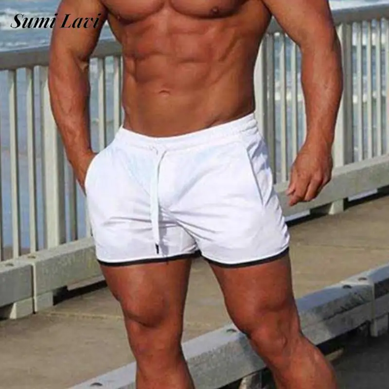 

Daily Leisure Elastic Slim Shorts Men's Spring Summer Fashion Drawstring Lace-up Shorts Sports Casual Mens Solid Color Shorts