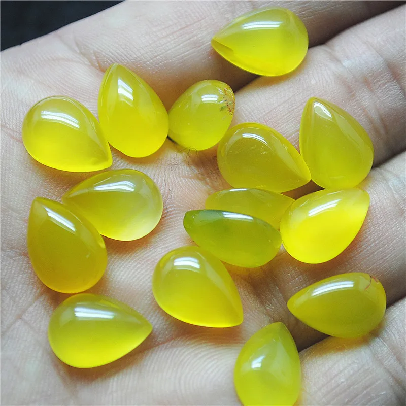 

10PCS 10X14MM Natural Yellow Agate Stone Dropwater Shape DIY JEWELRY FINDINGS Loose Beads Cabs