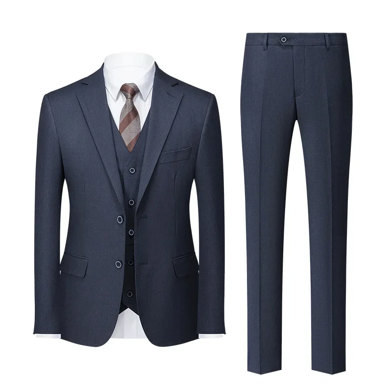 

072607 Men's suit Korean slim dark pattern wedding studio three-piece set