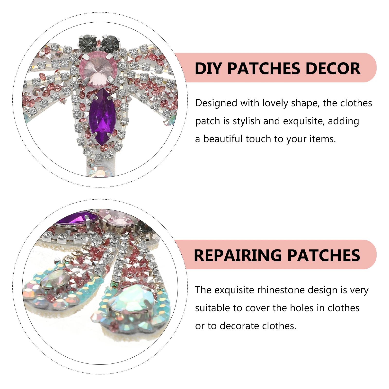 

Rhinestone Appliques 83x98mm Pink AB Dragonfly for Shoes Clothes DIY Patches Iron On Sewing Wedding Accessories Decorative