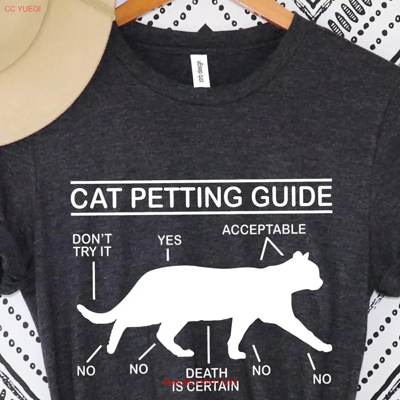 CaT T Shirt Petting Guide Owner Cute Lover Lady Funny Meow vintage Washed designer clothes Unisex homme fashion streetwear