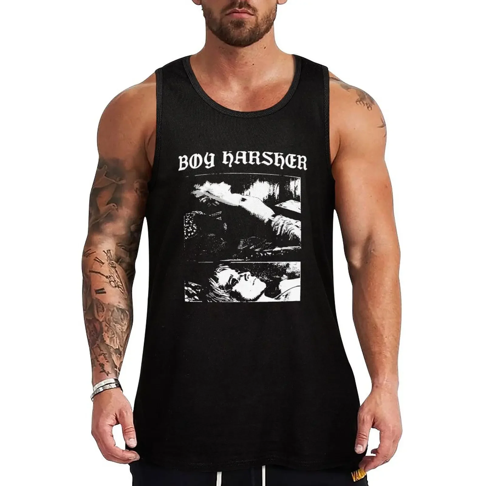 

Boy Harsher black and white picture Tank Top summer clothes for men men clothing