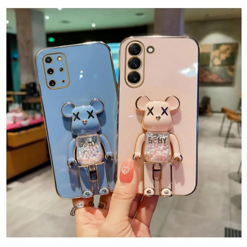 Quicksand Bear Phone Holder Case For Samsung Galaxy S23 S21 S20 Ultra S22 S10 Note 10 20 23 Plus Ultra S20 S21 Fe  Stand Cover