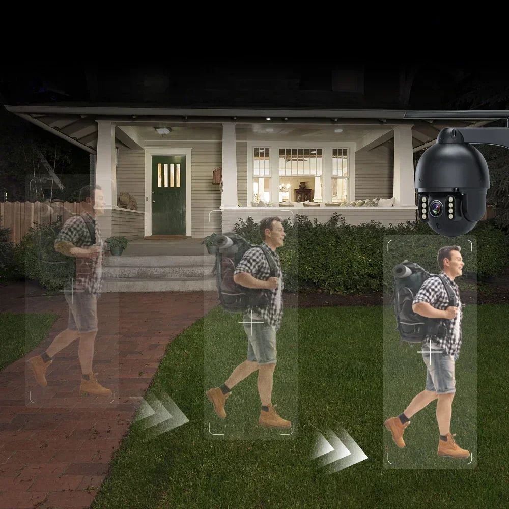 4MP Pan Tilt WiFi Câmera externa Fast Dome IP Câmera CCTV Câmera de segurança doméstica inteligente