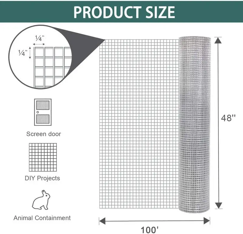 Galvanizado Após Malha De Arame Soldada, Fio De Galinha, Cerca De Metal Para Jardim, Rabbit Fen Gauge