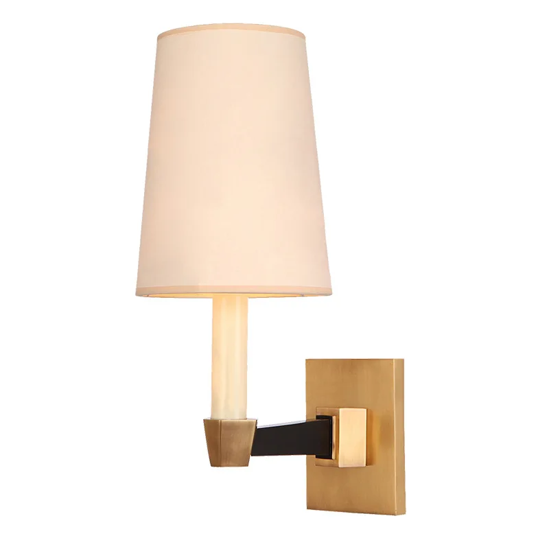 

Brass Wall Light With Fabric Lamp shade Modern Wall Lamp Bedside Wall Lighting Bathroom Mirror Brass Sconce