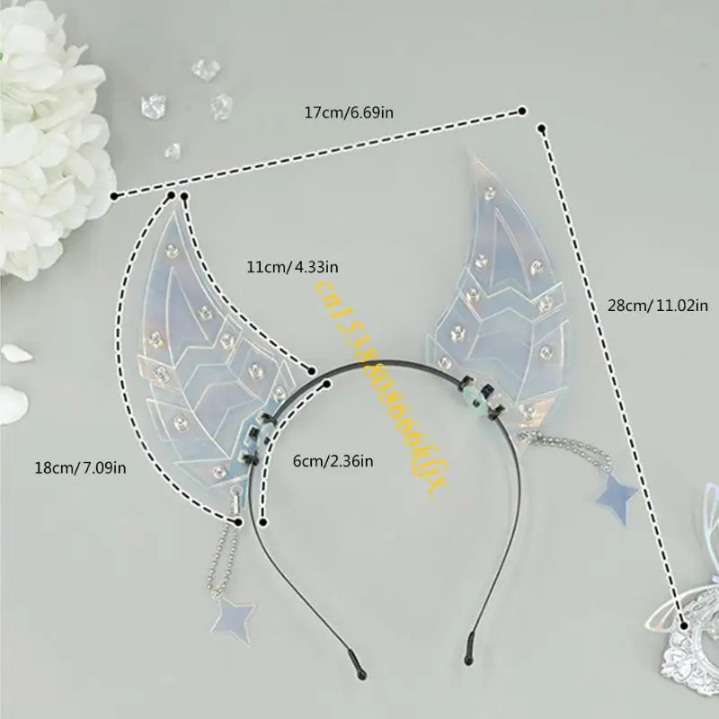 Machinery Shark Tands oor haarband voor motorrijder cosplay Techwear hoofdband kostuum Hairhoop thema gelegenheid kopstuk 066c