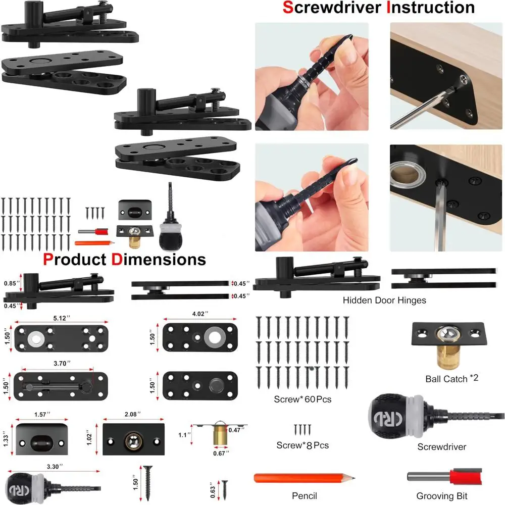 

Heavy Duty 360° Pivot Hinges for Secret Doors - Silent Operation, Supports up to 573 LB/260KG
