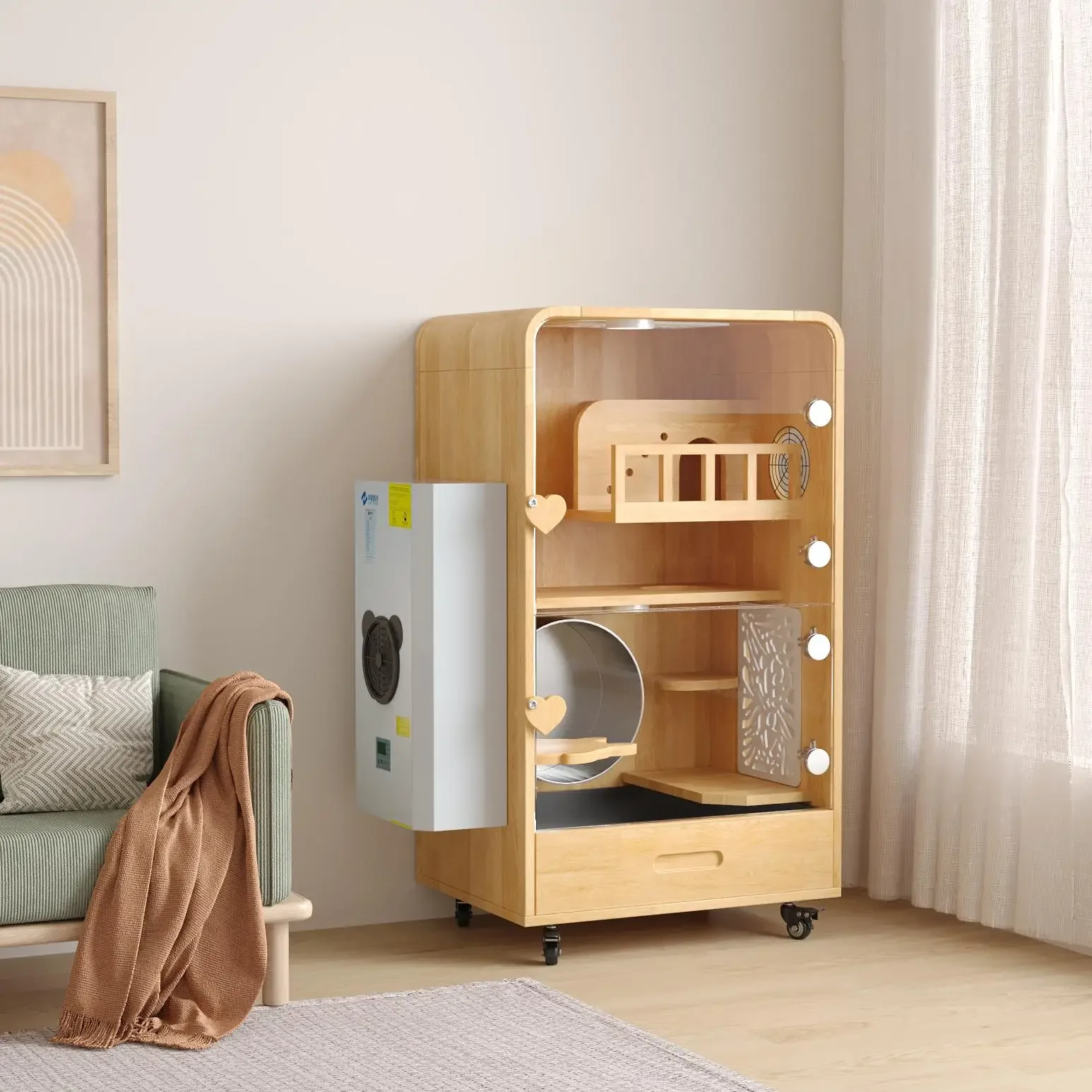 Totoro cabinet cage special solid wood villa pet air conditioner cooling cage is customized