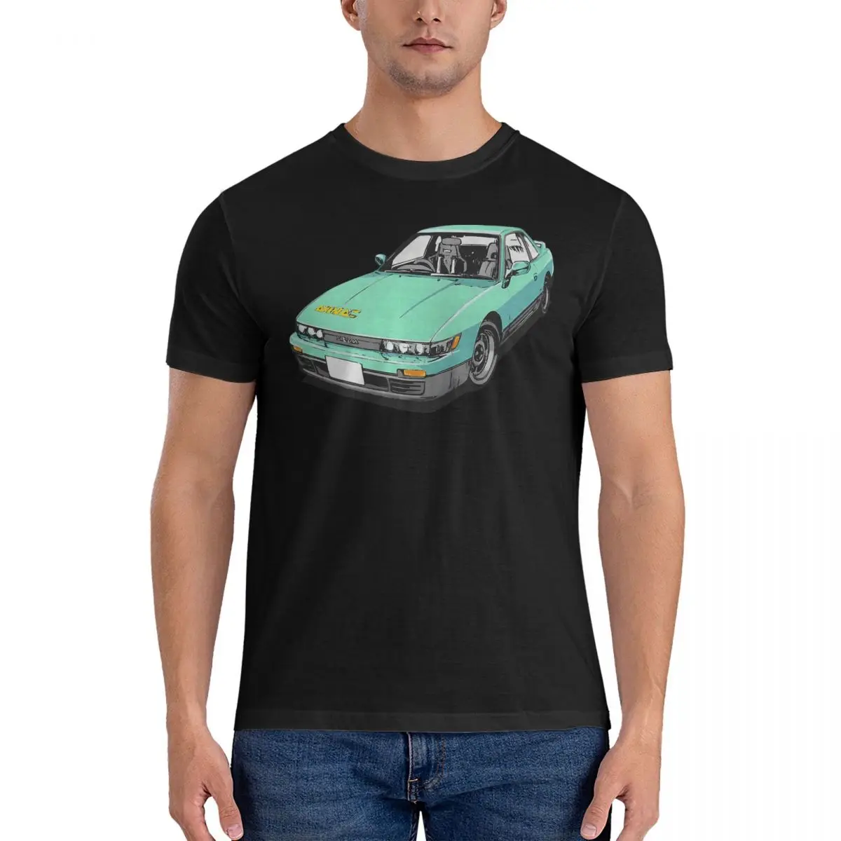 Silvia S13 Initial D Sticker T Shirts Men Cotton Awesome T-Shirt O Neck Initial D Tees Short Sleeve Tops Summer